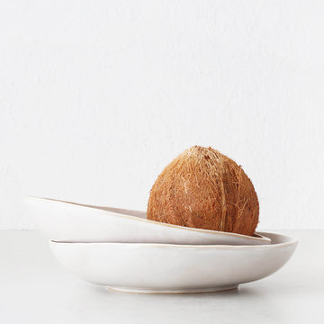 OTTAWA STONEWARE SHALLOW SERVING BOWL BUNDLE X2 |  28CM  |  OFF WHITE