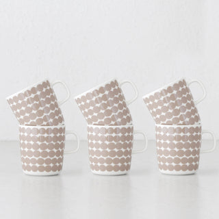 MARIMEKKO  |  OIVA SIIRTO RASYMATTO COFFEE MUG 4DL  |  BEIGE + WHITE  |  BUNDLE X6