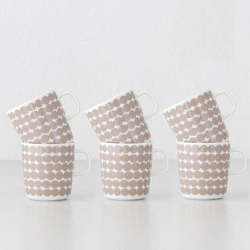 MARIMEKKO  |  OIVA SIIRTO RASYMATTO COFFEE MUG 4DL  |  BEIGE + WHITE  |  BUNDLE X6