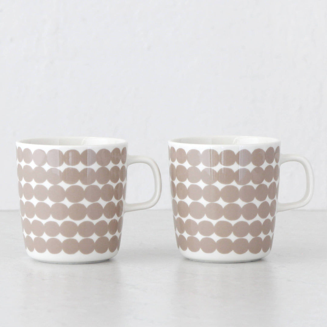 MARIMEKKO  |  OIVA SIIRTO RASYMATTO COFFEE MUG 4DL  |  BEIGE + WHITE  |  BUNDLE X2