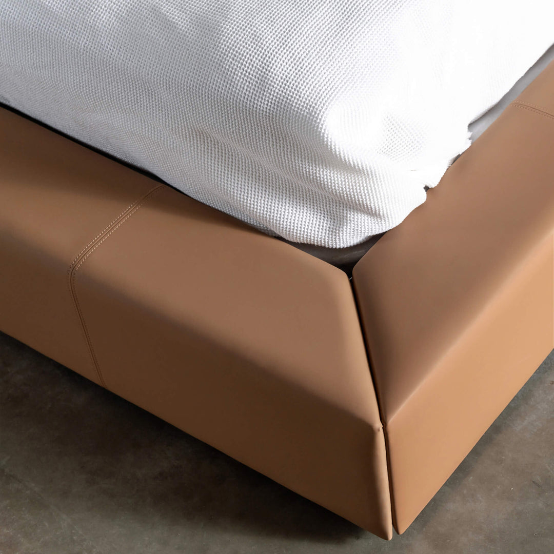 OMETTI BED FRAME  |  SADDLE TAN VEGAN LEATHER