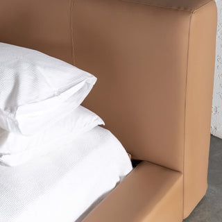 OMETTI BED FRAME  |  SADDLE TAN VEGAN LEATHER