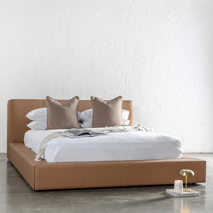 OMETTI BED FRAME  |  SADDLE TAN VEGAN LEATHER