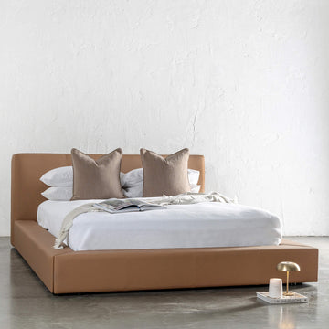 OMETTI BED FRAME  |  SADDLE TAN VEGAN LEATHER