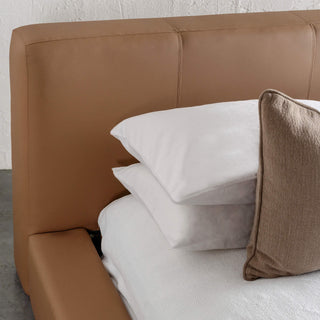 OMETTI BED FRAME  |  SADDLE TAN VEGAN LEATHER
