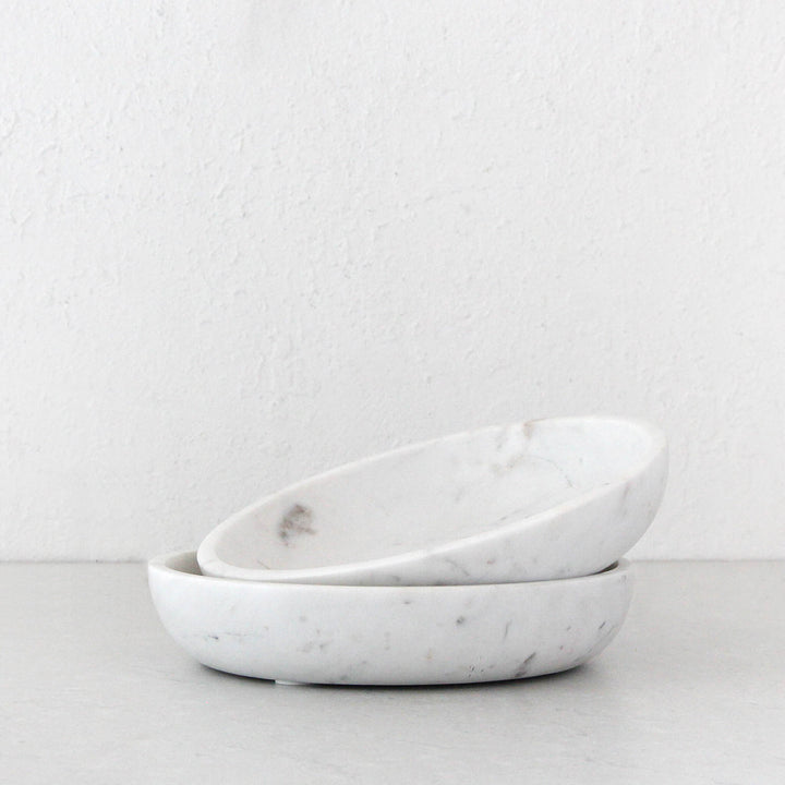 OTIS MARBLE SERVING BOWL BUNDLE X2 |  WHITE MARBLE