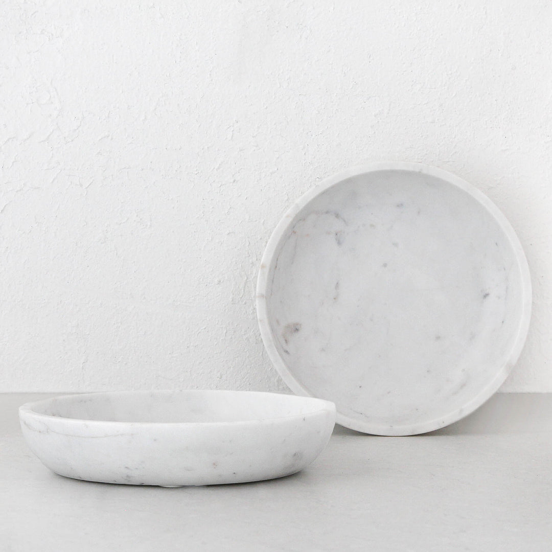 OTIS MARBLE SERVING BOWL BUNDLE X2 |  WHITE MARBLE