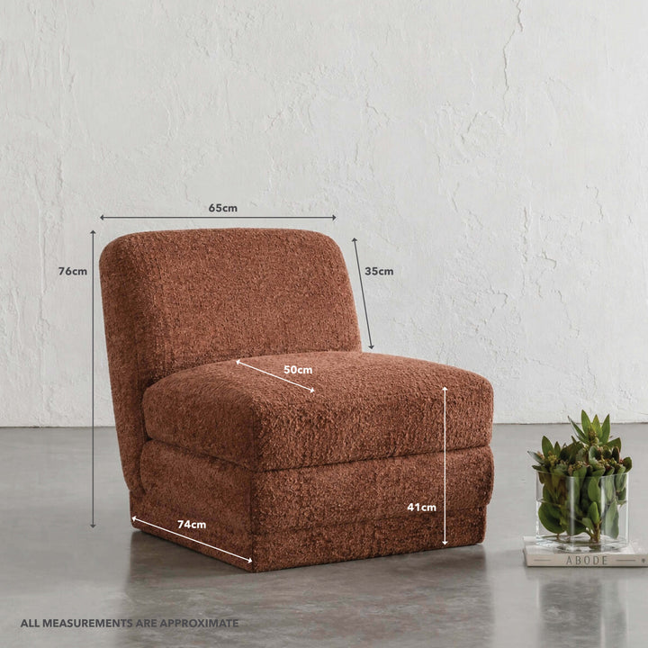 PALMERA ARMCHAIR  |  CARMEN RUST BOUCLE | MEASUREMENTS