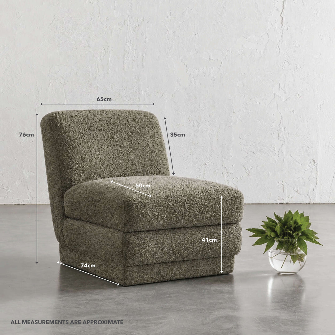 PALMERA ARMCHAIR  |  MANGROVE LEAF BOUCLE | MEASUREMENTS