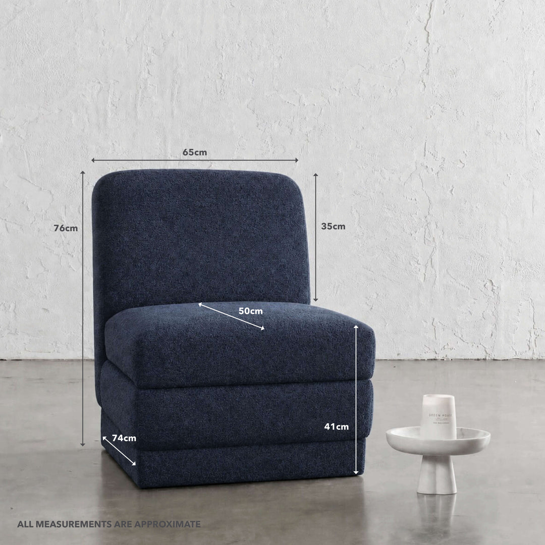 PALMERA ARMCHAIR  |  REEF NAVY BOUCLE | MEASUREMENTS