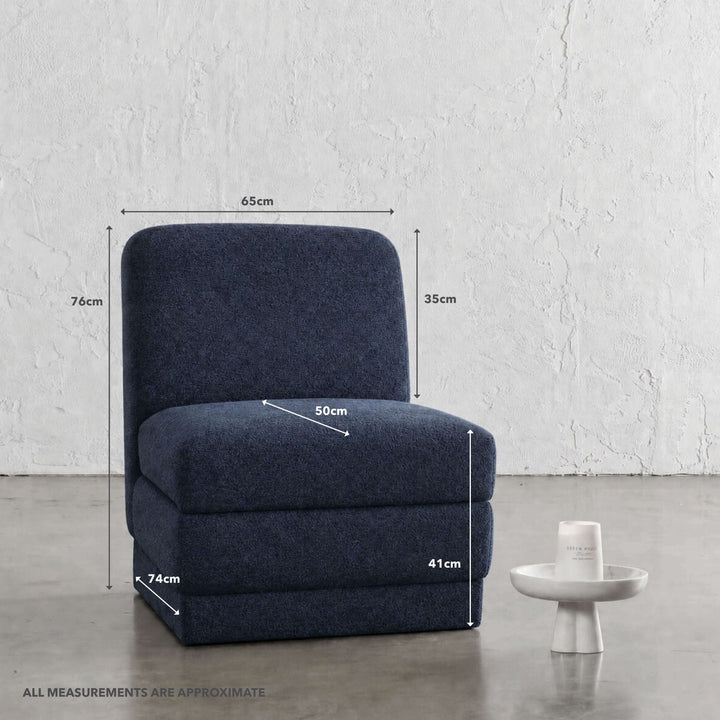 PALMERA ARMCHAIR  |  REEF NAVY BOUCLE | MEASUREMENTS