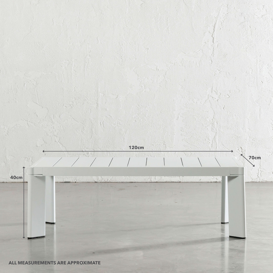 PALOMA CONTEMPO OUTDOOR 4 PIECE LOUNGE BUNDLE  |  WHITE ALUMINIUM FRAME | COFFEE TABLE MEASUREMENTS