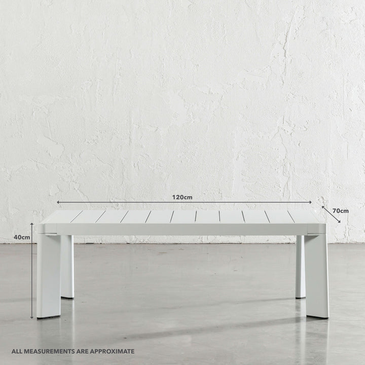 PALOMA CONTEMPO OUTDOOR 4 PIECE LOUNGE BUNDLE  |  WHITE ALUMINIUM FRAME | COFFEE TABLE MEASUREMENTS