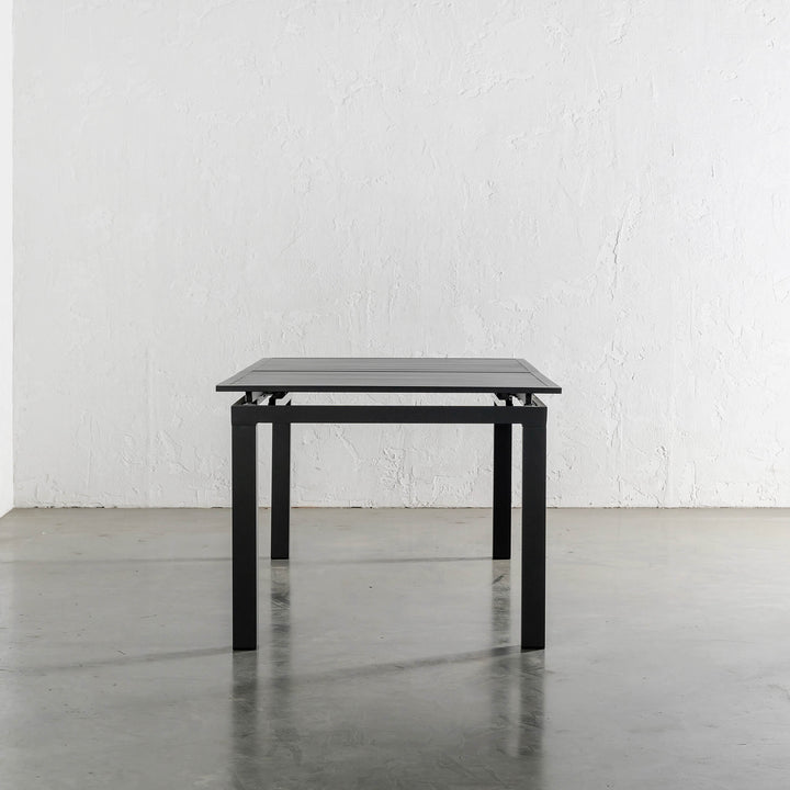 PALOMA MODERNA EXTENSION DINING TABLE   |  ANTHRACITE ALUMINIUM  |  END VIEW AT 180CM