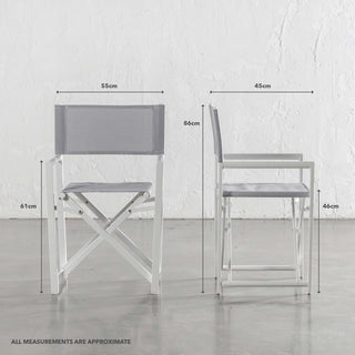 PALOMA MODERNA OUTDOOR DIRECTOR CHAIR | WHITE FRAME | MEASUREMENTS