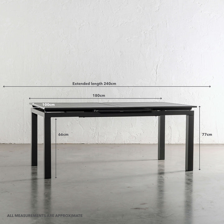 PALOMA MODERNA OUTDOOR EXTENSION DINING TABLE   |  ANTHRACITE ALUMINIUM  |  180 - 240CM | MEASUREMENTS