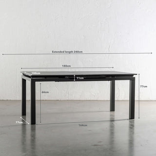 PALOMA MODERNA OUTDOOR EXTENSION DINING TABLE | ANTHRACITE ALUMINIUM | 180 - 240CM | MEASUREMENTS