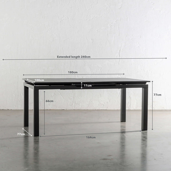 PALOMA MODERNA OUTDOOR EXTENSION DINING TABLE | ANTHRACITE ALUMINIUM | 180 - 240CM | MEASUREMENTS