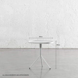 PALOMA OTKA ROUND SIDE TABLE | WHITE | MEDIUM | MEASUREMENTS