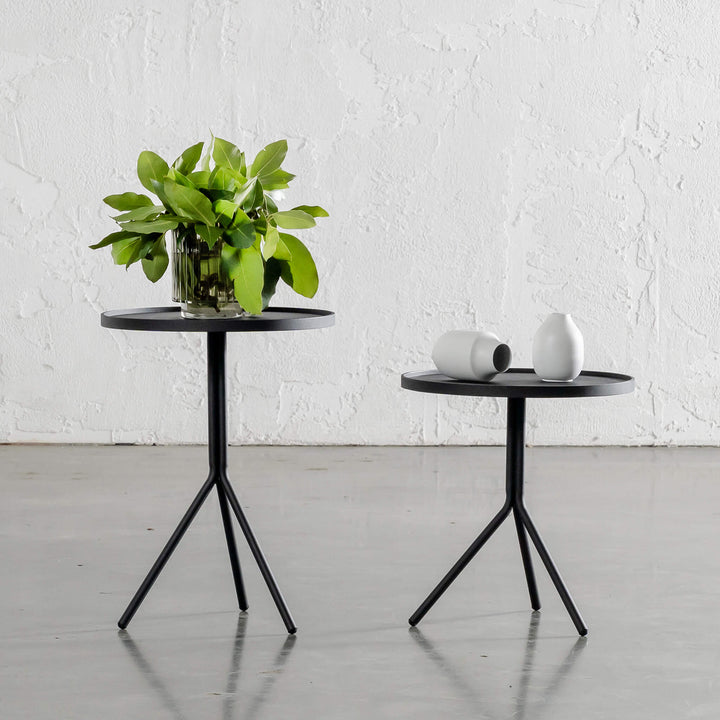 PALOMA OTKA ROUND SIDE TABLE  | ANTHRACITE  |  LARGE + MEDIUM