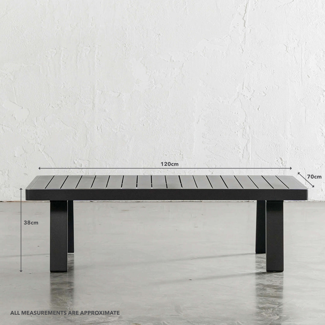 PALOMA OUTDOOR COFFEE TABLE   |  ANTHRACITE ALUMINIUM FRAME | MEASUREMENTS