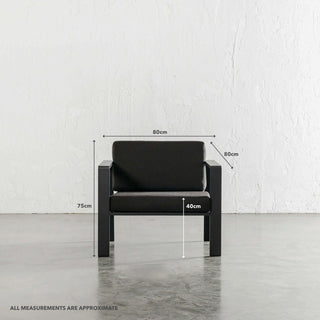 PALOMA OUTDOOR LOUNGE CHAIR |  ANTHRACITE ALUMINIUM FRAME | MEASUREMENTS