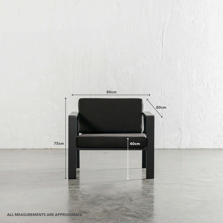 PALOMA OUTDOOR LOUNGE CHAIR |  ANTHRACITE ALUMINIUM FRAME | MEASUREMENTS