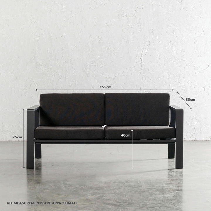 PALOMA OUTDOOR 2 SEAT SOFA   |  ANTHRACITE ALUMINIUM FRAME | MEASUREMENTS