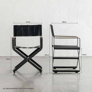 PALOMA OUTDOOR DIRECTOR CHAIR | BLACK ALUMINIUM FRAME | MEASUREMENTS