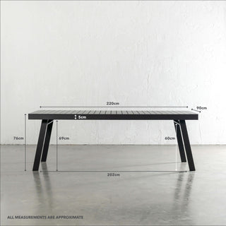 PALOMA OUTDOOR SLATTED DINING TABLE   |  ANTHRACITE ALUMINIUM  |  220CM | MEASUREMENTS