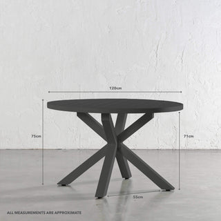 PALOMA OUTDOOR SLATTED DINING TABLE   |  ANTHRACITE ALUMINIUM  |  ROUND 120CM | MEASUREMENTS