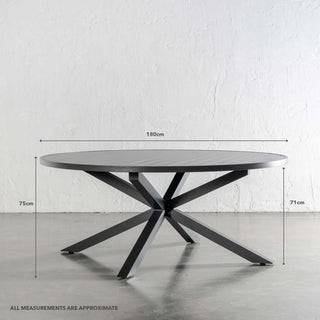 PALOMA OUTDOOR SLATTED DINING TABLE | ANTHRACITE ALUMINIUM | ROUND 180CM | MEASUREMENTS