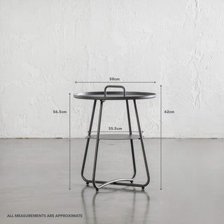 PALOMA SIDE TABLE WITH HANDLE | ANTHRACITE | MEASUREMENTS