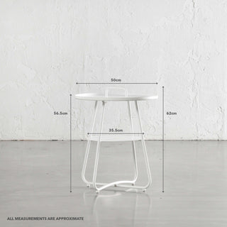 PALOMA SIDE TABLE WITH HANDLE | WHITE | MEASUREMENTS