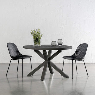 PALOMA OUTDOOR SLATTED DINING TABLE   |  ANTHRACITE ALUMINIUM  |  ROUND 120CM