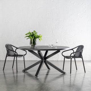 PALOMA OUTDOOR SLATTED DINING TABLE   |  ANTHRACITE ALUMINIUM  |  ROUND 150CM