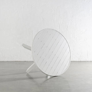 PALOMA OUTDOOR SLATTED DINING TABLE   |  WHITE ALUMINIUM  |  ROUND 180CM