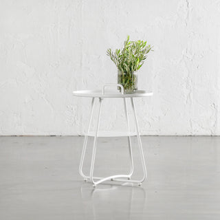 PALOMA SIDE TABLE WITH HANDLE | WHITE