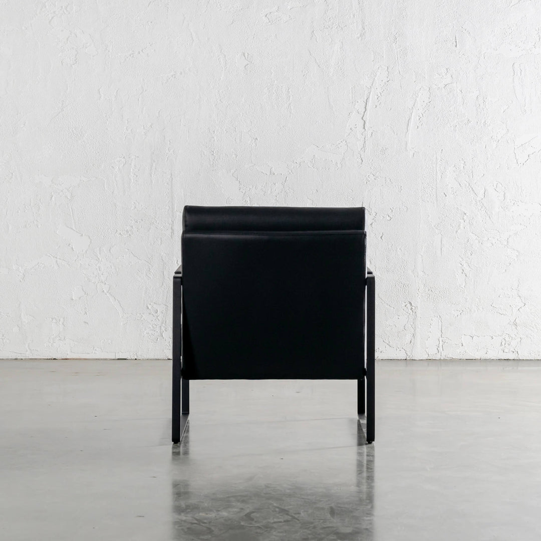 PAMINA VEGAN LEATHER ARMCHAIR  |  NOIR BLACK  |  BACK VIEW