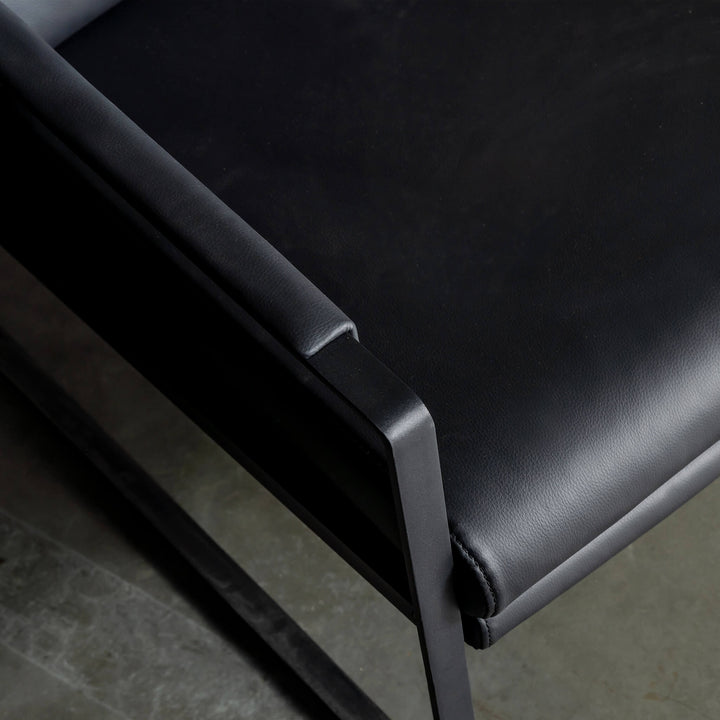 PAMINA VEGAN LEATHER ARMCHAIR  |  NOIR BLACK CLOSE UP