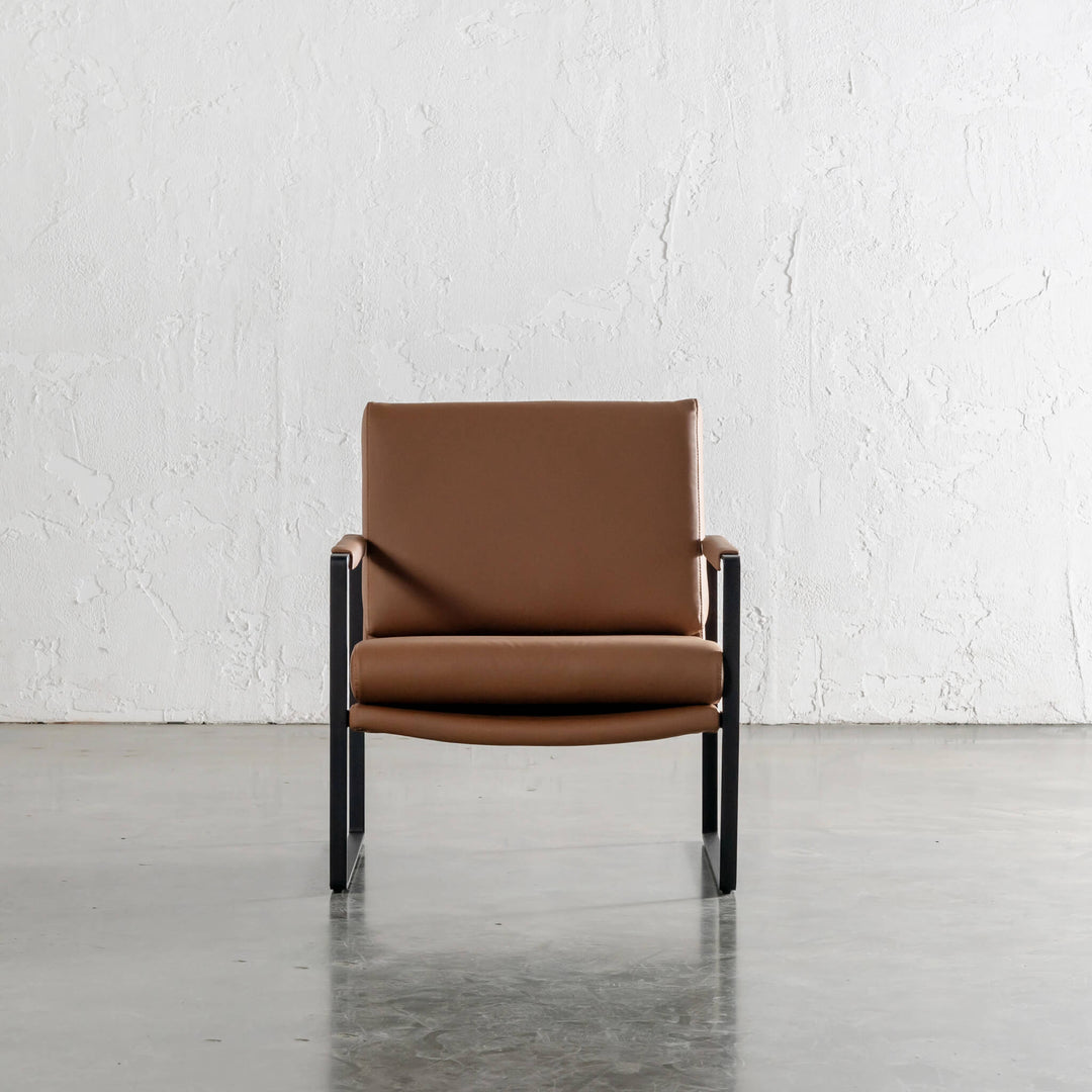 PAMINA FAUX LEATHER ARMCHAIR  |  TERRA CIGAR TAN