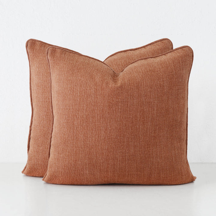 PANTANO LINEN WEAVE CUSHION BUNDLE X2  |  50X50  |  FIRED EARTH TERRA