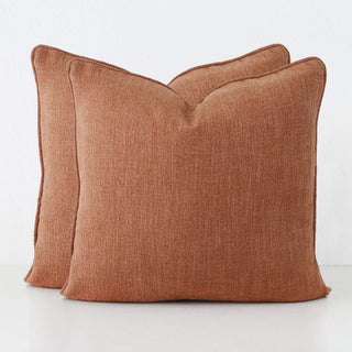 PANTANO LINEN WEAVE CUSHION BUNDLE X2  |  60X60  |  FIRED EARTH TERRA