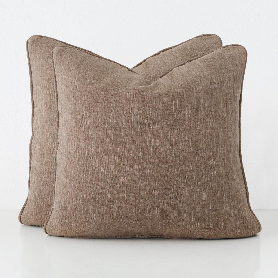 PANTANO LINEN WEAVE CUSHION BUNDLE X2  |  60X60  |  COCOA DUST
