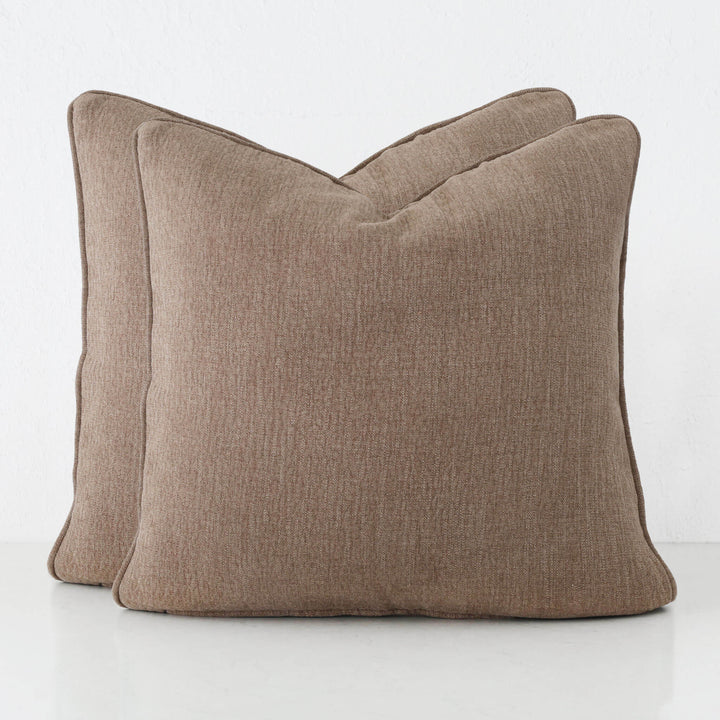PANTANO LINEN WEAVE CUSHION BUNDLE X2  |  60X60  |  COCOA DUST