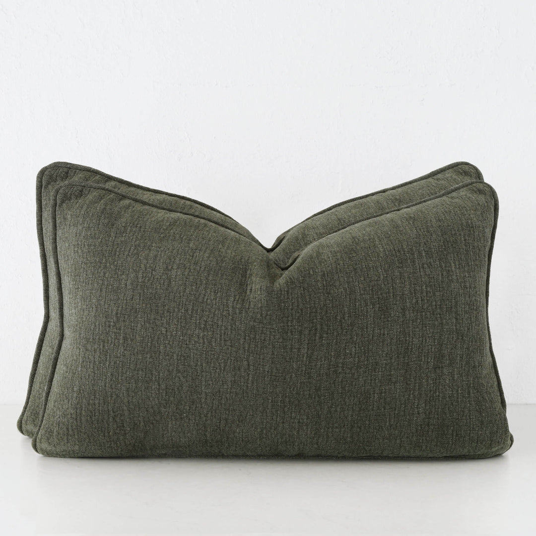 PANTANO LINEN WEAVE CUSHION BUNDLE X2  |  40X60  |  DEEP FOREST GREEN
