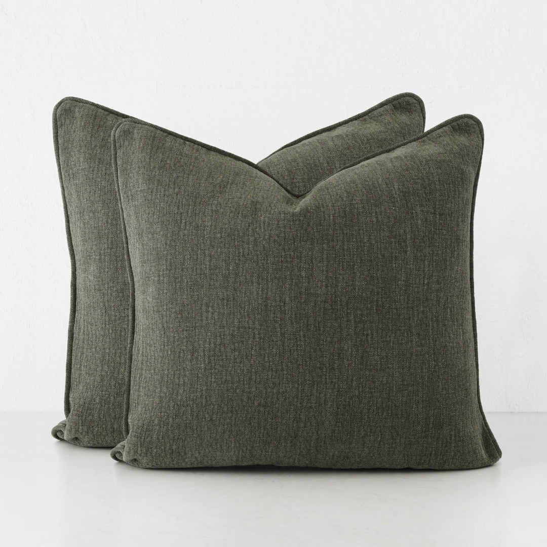 PANTANO LINEN WEAVE CUSHION BUNDLE X2  |  50X50  |  DEEP FOREST GREEN