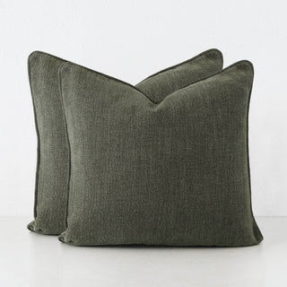 PANTANO LINEN WEAVE CUSHION BUNDLE X2  |  50X50  |  DEEP FOREST GREEN