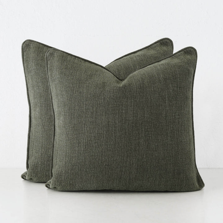 PANTANO LINEN WEAVE CUSHION BUNDLE X2  |  50X50  |  DEEP FOREST GREEN