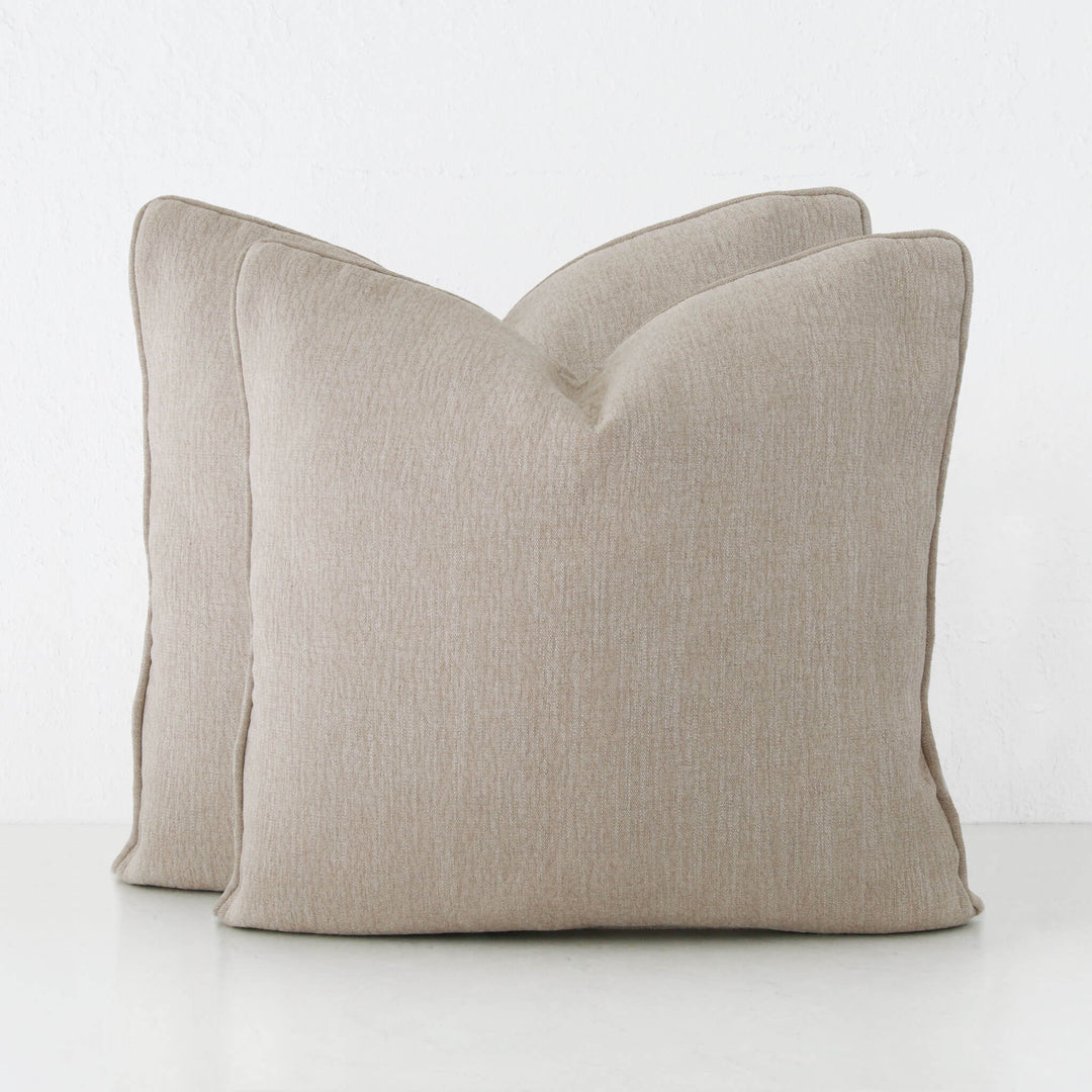 PANTANO LINEN WEAVE CUSHION BUNDLE X2  |  50X50  |  PEBBLE SHADOW